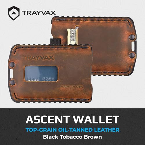 Trayvax Ascent Wallet, RFID Front Pocket Money and Credit Card Holder, Minimalist Slim Leather Metal Wallet for Men and Women, Black Tobacco Brown - Image 2