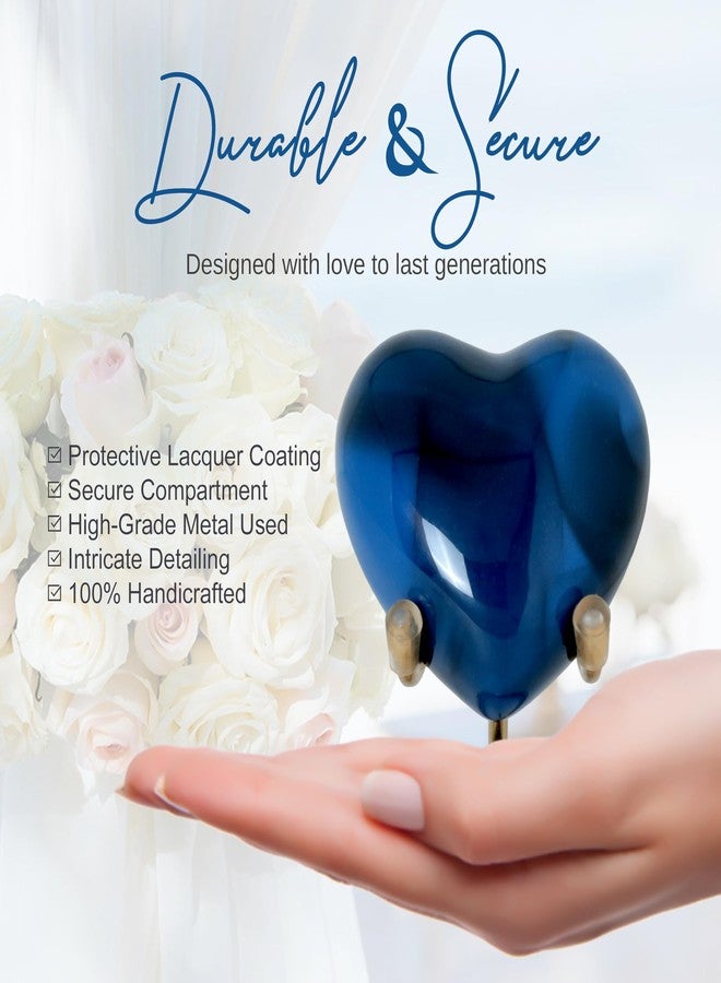 ANGELFOREVER Heart Urn with Stand & Box Keepsake Urn for Human Ashes, Honor Your Loved One with Mini Urns Mini Cremation Urn for Men & Women Small Urns Funeral Gift Set (Navy) - Image 4