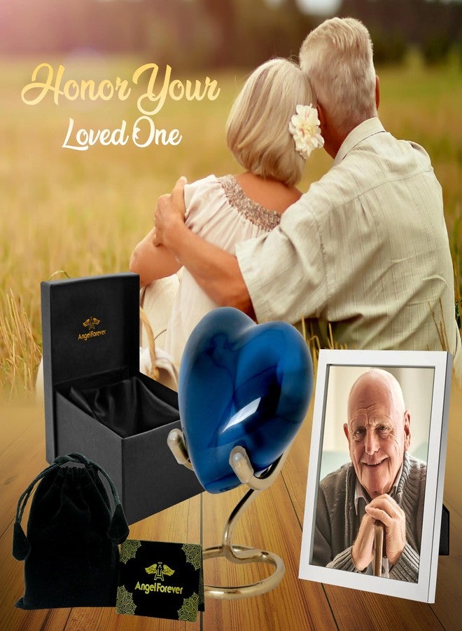 ANGELFOREVER Heart Urn with Stand & Box Keepsake Urn for Human Ashes, Honor Your Loved One with Mini Urns Mini Cremation Urn for Men & Women Small Urns Funeral Gift Set (Navy) - Image 5