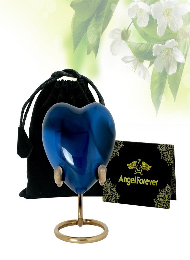 ANGELFOREVER Heart Urn with Stand & Box Keepsake Urn for Human Ashes, Honor Your Loved One with Mini Urns Mini Cremation Urn for Men & Women Small Urns Funeral Gift Set (Navy) - Image 2