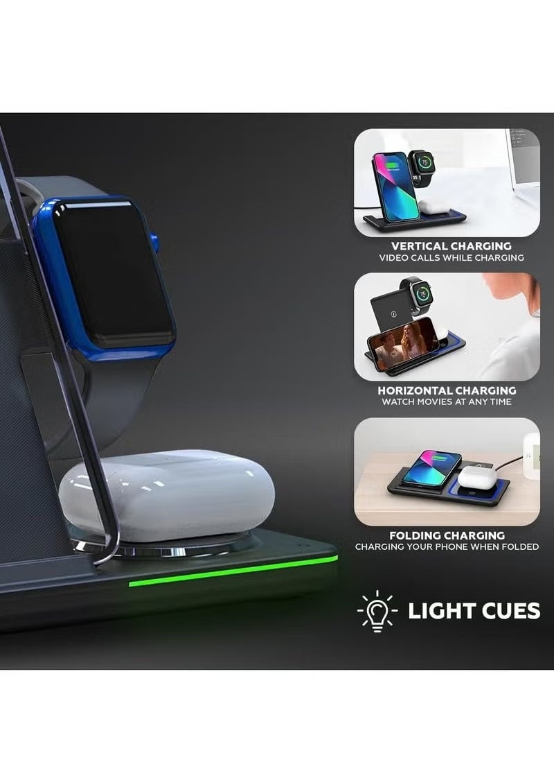 JAJEEK - 3-in-1 Wireless Charging Station – Fast Wireless Charger Stand for iPhone 15, 14, 13, 12, 11, X, Pro Max, AirPods, iWatch 8, 7, 6, 5, 4, Samsung Galaxy S – Fast Charging Dock for Multiple Devices, Sleek Design, Convenient & Efficient - Image 1