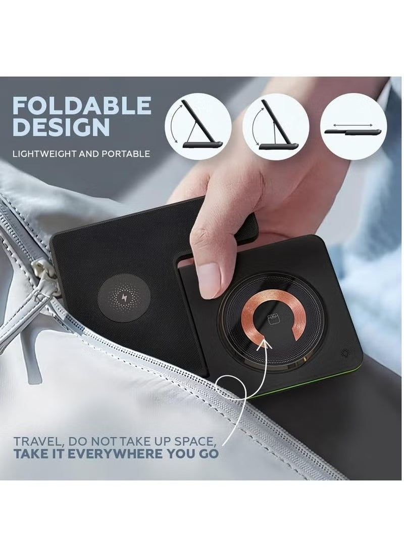 JAJEEK - 3-in-1 Wireless Charging Station – Fast Wireless Charger Stand for iPhone 15, 14, 13, 12, 11, X, Pro Max, AirPods, iWatch 8, 7, 6, 5, 4, Samsung Galaxy S – Fast Charging Dock for Multiple Devices, Sleek Design, Convenient & Efficient - Image 1