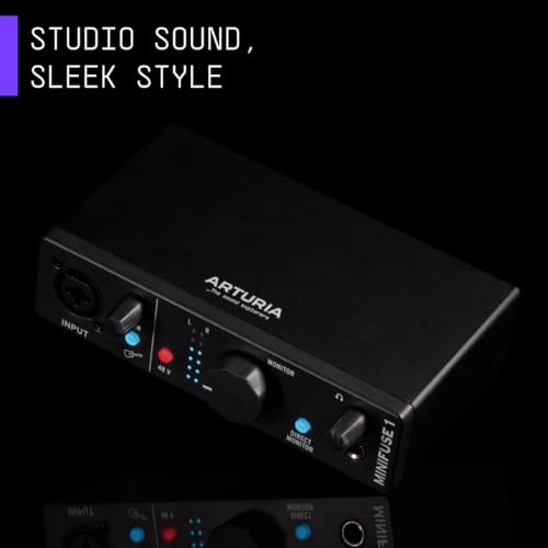 Arturia MiniFuse 1, 1in / 2out USB-C Audio Interface, with 1 Mic/Line/Instrument Preamp, Built-in USB Hub, Loopback and Included Software Bundle - Mac/PC (Black) - Image 2