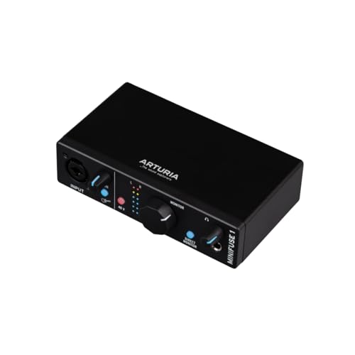 Arturia MiniFuse 1, 1in / 2out USB-C Audio Interface, with 1 Mic/Line/Instrument Preamp, Built-in USB Hub, Loopback and Included Software Bundle - Mac/PC (Black) - Image 1