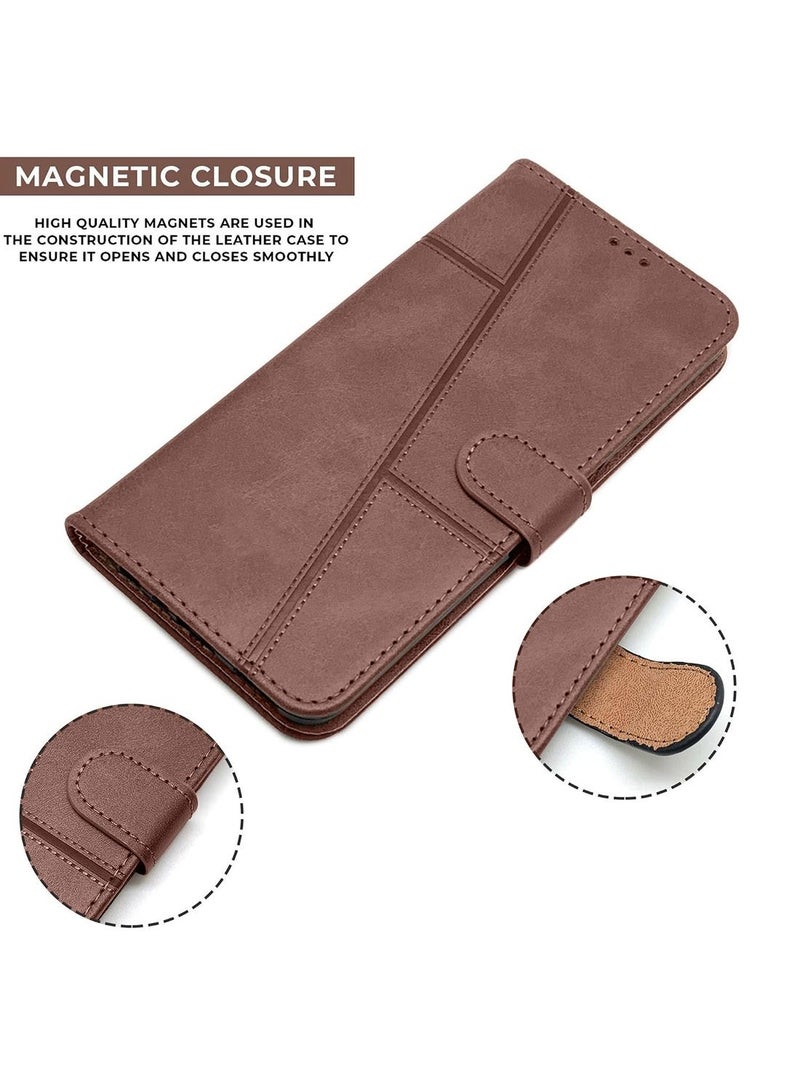 Wtech Samsung Galaxy A17 5G 2025 / Galaxy A18 5G 2026 PU Leather Flip Wallet Phone Case Protective Shockproof Case Cover (MCFLSN) - Brown - Image 3
