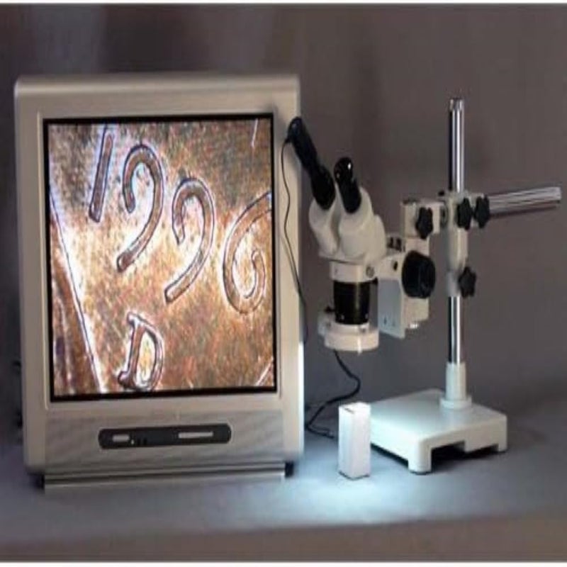 AmScope AmScope SW3B13ZFRL Binocular Stereo Microscope WH10x Eyepieces 10X20X30X60X Magnification 1X3X Objective SingleArm Boom Stand 8W Fluorescent Ring Light 110V120V Includes 20x Barlow Lens  - Image 5