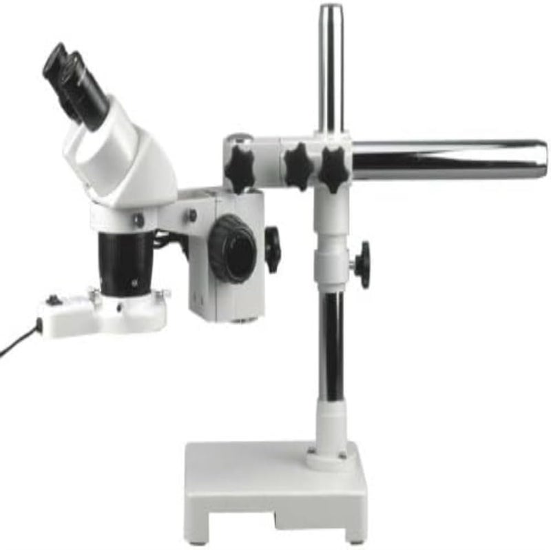 AmScope AmScope SW3B13ZFRL Binocular Stereo Microscope WH10x Eyepieces 10X20X30X60X Magnification 1X3X Objective SingleArm Boom Stand 8W Fluorescent Ring Light 110V120V Includes 20x Barlow Lens  - Image 2