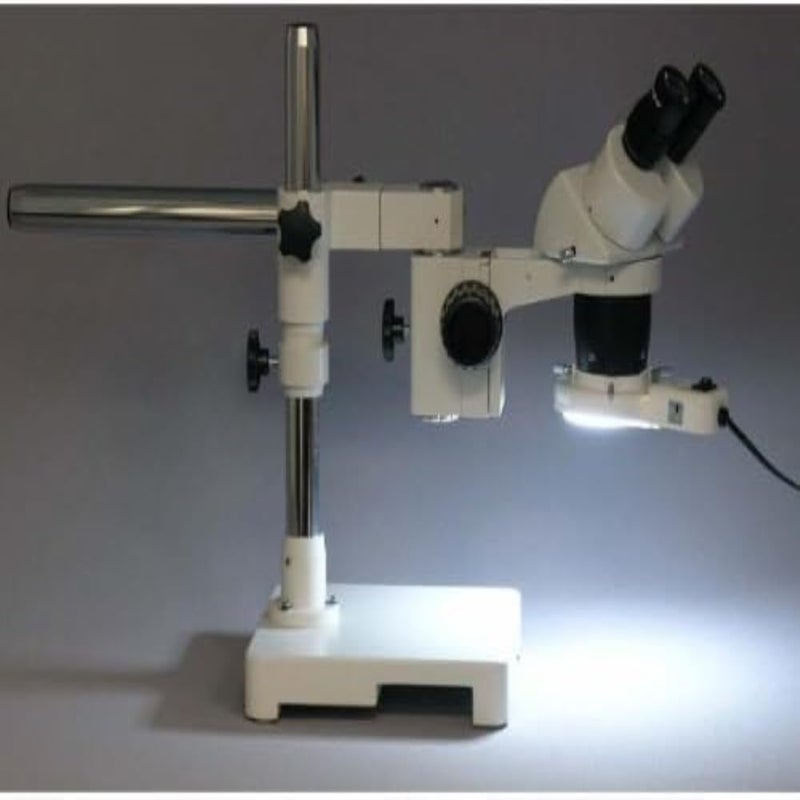 AmScope AmScope SW3B13ZFRL Binocular Stereo Microscope WH10x Eyepieces 10X20X30X60X Magnification 1X3X Objective SingleArm Boom Stand 8W Fluorescent Ring Light 110V120V Includes 20x Barlow Lens  - Image 4