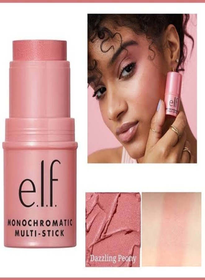 elf e.l.f. Monochromatic Multi Stick – Dazzling Peony | Cream-to-Powder Multi-Use Blush, Lip & Eye Color Stick with Shea Butter & Vitamin E – 4.4 g - Image 2