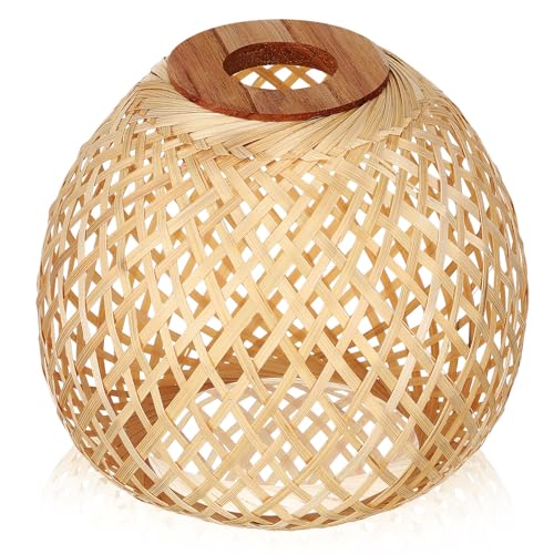 HOLIDYOYO Bamboo Woven Lampshade Handmade Rattan Ceiling Pendant Light Cover Soft Lighting for Living Room Dining Bedroom Decoration - Image 1