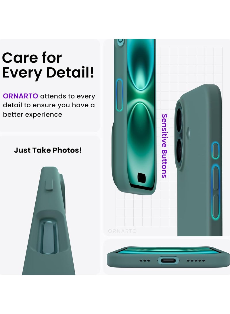 Delivus Iphone 16 Plus, Green Silicone Case - Silky Soft Touch with Grade Drop Protection - Anti-Scratch Microfiber Lining - Shockproof Protective Phone Case Slim Thin Cover - Image 3