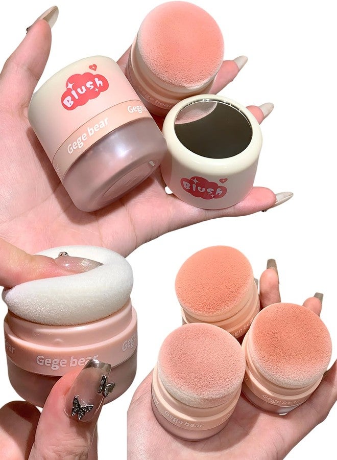 Gege Bear Puff Powder Blush | Lightweight Cloud Touch Formula for Natural Cheek Glow | Built-In Plush Puff Applicator | Flawless Diffused Cheek Tint | Cute Gradient Packaging Inspired by Dreamy Kawaii Aesthetic (01# Milk Fog Apricot, 6g) - Image 1