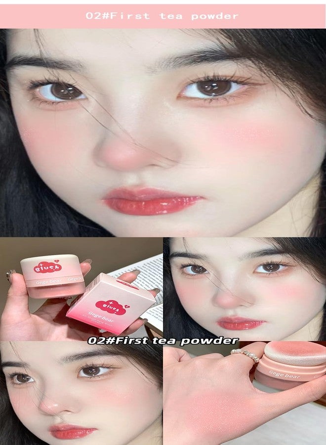 Gege Bear Puff Powder Blush | Lightweight Cloud Touch Formula for Natural Cheek Glow | Built-In Plush Puff Applicator | Flawless Diffused Cheek Tint | Cute Gradient Packaging Inspired by Dreamy Kawaii Aesthetic (01# Milk Fog Apricot, 6g) - Image 4