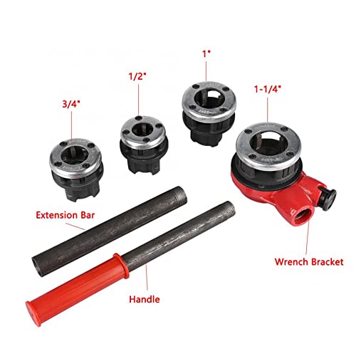 Yuudar Manual Pipe Threader Tool Kit w/ 4 Dies Set + Ratchet Handle + Case 4 Dies Pipe Threading Kits 1/2" 3/4" 1" 1-1/4" - Image 2