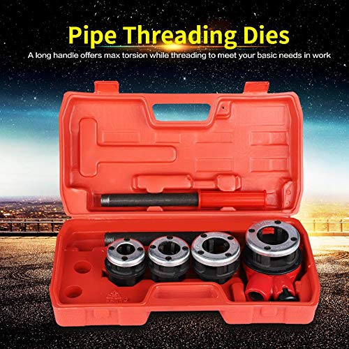 Yuudar Manual Pipe Threader Tool Kit w/ 4 Dies Set + Ratchet Handle + Case 4 Dies Pipe Threading Kits 1/2" 3/4" 1" 1-1/4" - Image 4