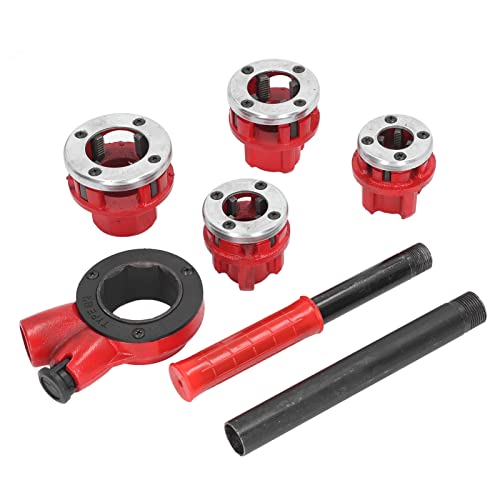 Yuudar Manual Pipe Threader Tool Kit w/ 4 Dies Set + Ratchet Handle + Case 4 Dies Pipe Threading Kits 1/2" 3/4" 1" 1-1/4" - Image 3