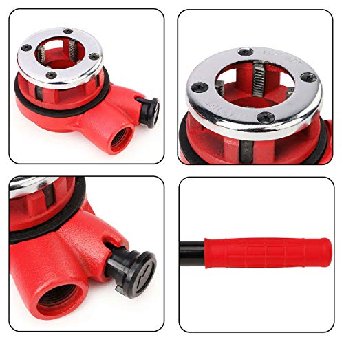 Yuudar Manual Pipe Threader Tool Kit w/ 4 Dies Set + Ratchet Handle + Case 4 Dies Pipe Threading Kits 1/2" 3/4" 1" 1-1/4" - Image 5