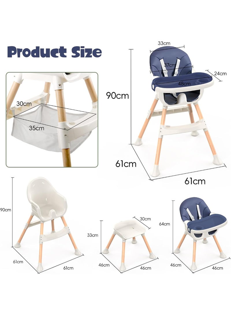 Gogoya Baby High Chair 4-In-1 Convertible Feeding Highchair Adjustable Height Ergonomic Toddler Dining Chair & Table Removable Double Tray Portable Baby Seat For 6 Months To 5 Years,Beige - Image 2