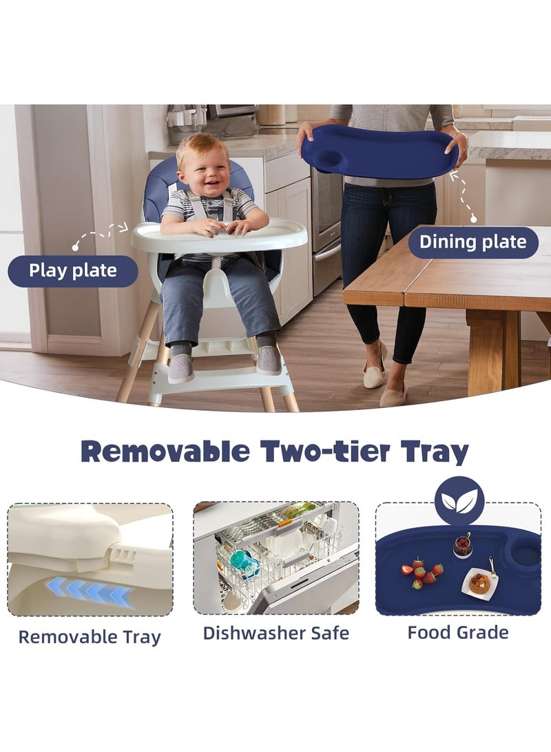 Gogoya Baby High Chair 4-In-1 Convertible Feeding Highchair Adjustable Height Ergonomic Toddler Dining Chair & Table Removable Double Tray Portable Baby Seat For 6 Months To 5 Years,Beige - Image 3