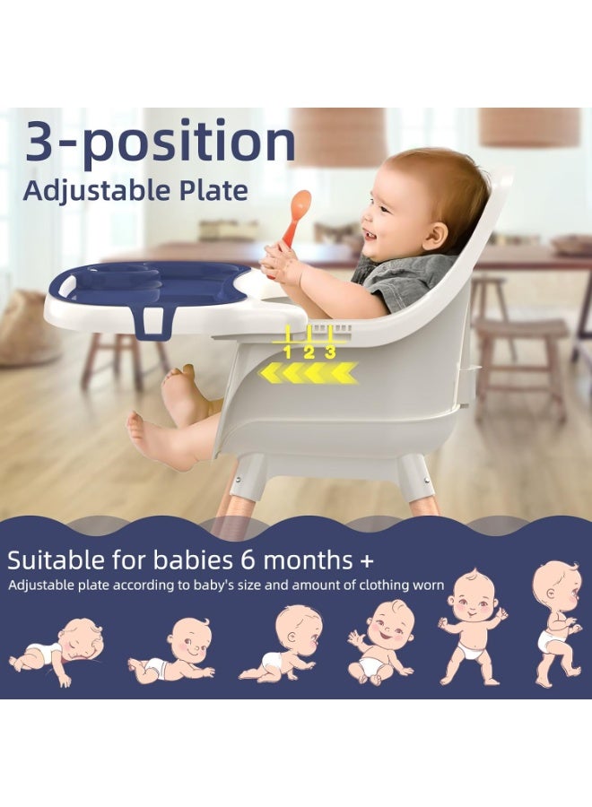 Gogoya Baby High Chair 4-In-1 Convertible Feeding Highchair Adjustable Height Ergonomic Toddler Dining Chair & Table Removable Double Tray Portable Baby Seat For 6 Months To 5 Years,Beige - Image 5