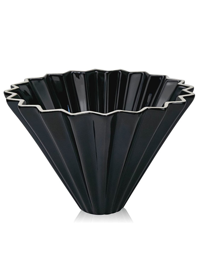 Captaintech Ceramic Coffee Dripper Origami Style Cone Filter Cup Reusable Pour Over Cafe Dripper for Home Office Restaurants 1 To 4 Cups - Image 2