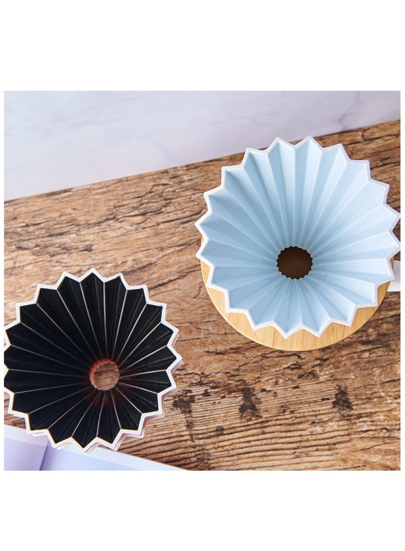 Captaintech Ceramic Coffee Dripper Origami Style Cone Filter Cup Reusable Pour Over Cafe Dripper for Home Office Restaurants 1 To 4 Cups - Image 3