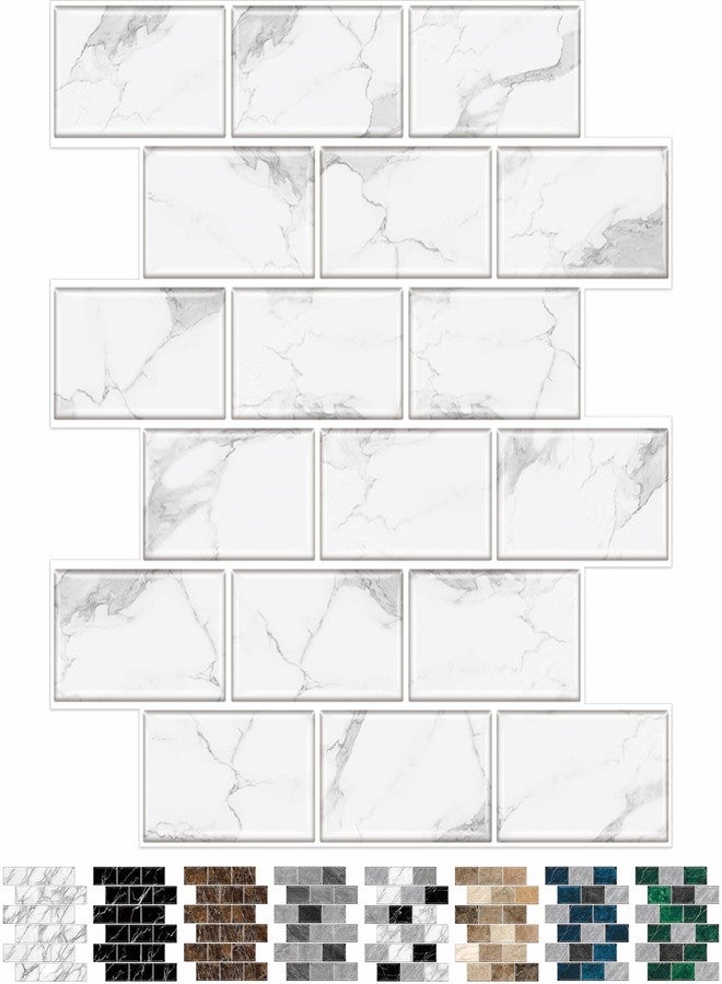 URCOLOR 10-Sheet Backsplash Tile for Kitchen Peel and Stick,12"x12" Self Adhesive Wall Tiles on Back Splashes for Bathroom White Marble Look - Image 1