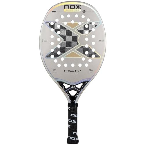NOX Beach Tennis Racket NG17 Luxury 2023 HighPerformance Beach Tennis Paddle 18K Aluminized Carbon wHR3 Black Eva Core Exclusive Spin Dynamic Composite Structure Rough Surface for Extra Spin - Image 1