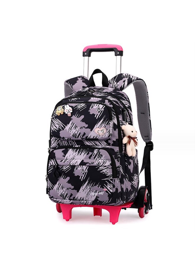 JCB CHIC Kids Rolling Backpacks Fashion Printed Trolley School Bags Large Capacity Wheeled Kids' Luggage Bag for Elementary Boys Girls Schoolbag 