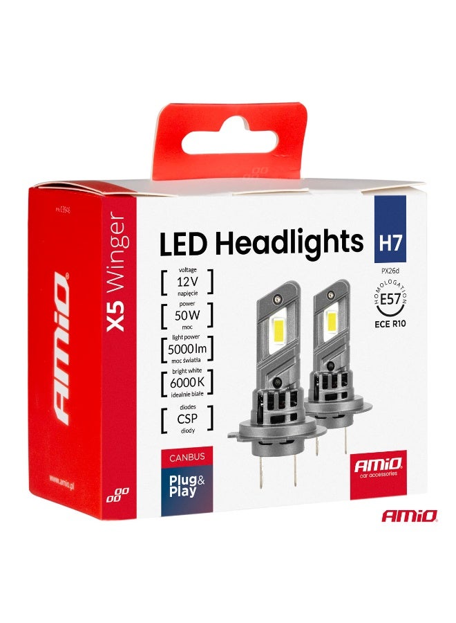 AMIO LED HEADLIGHT FOR CAR 12V 50W 2PC SET - Image 1