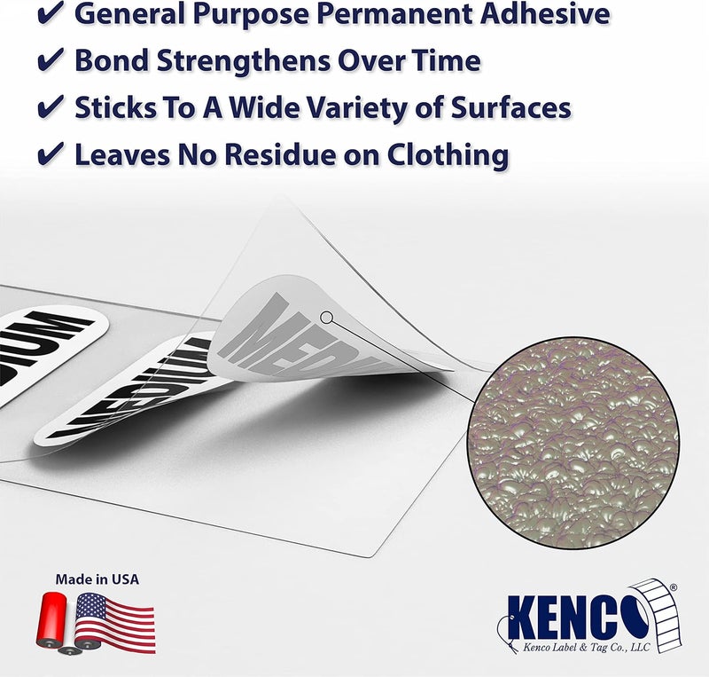 KENCO Clothing Size Strip Labels - 1.25" X 5" - 250 Strips Per Roll - Clear with Black and White Ink by (Medium) - Image 3