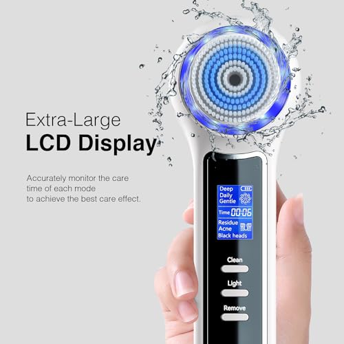 UMICKOO 3 in 1 Facial Cleansing Brush Blackhead Remover Rechargeable Face Scrubber with LCD Screen IPX7 Waterproof Deep Pore Cleaning Exfoliating Massaging for All Skin Types - Image 3