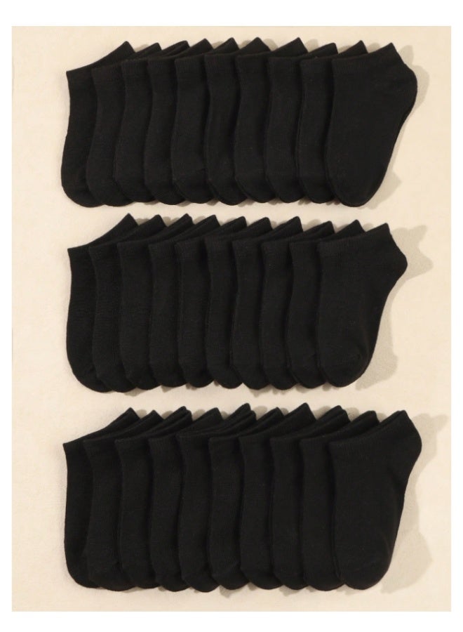 10 Pairs Kids Sport Short Socks – Black (Size 8–12 Years) - Image 1