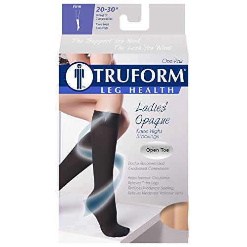 Truform Women's Compression Stockings, 20-30 mmHg, Knee High Length, Open Toe, Opaque, Beige, Small - Image 5