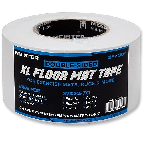 Meister DoubleSided XL Floor Mat Tape Secures Exercise Mats Rugs in Place 3in x 30yd - Image 1