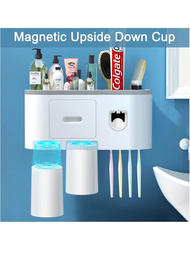 HOMESTAR Automatic Wall Mounted Toothpaste Dispenser And Toothbrush Holder With Two Magnetic Cups  - Image 4