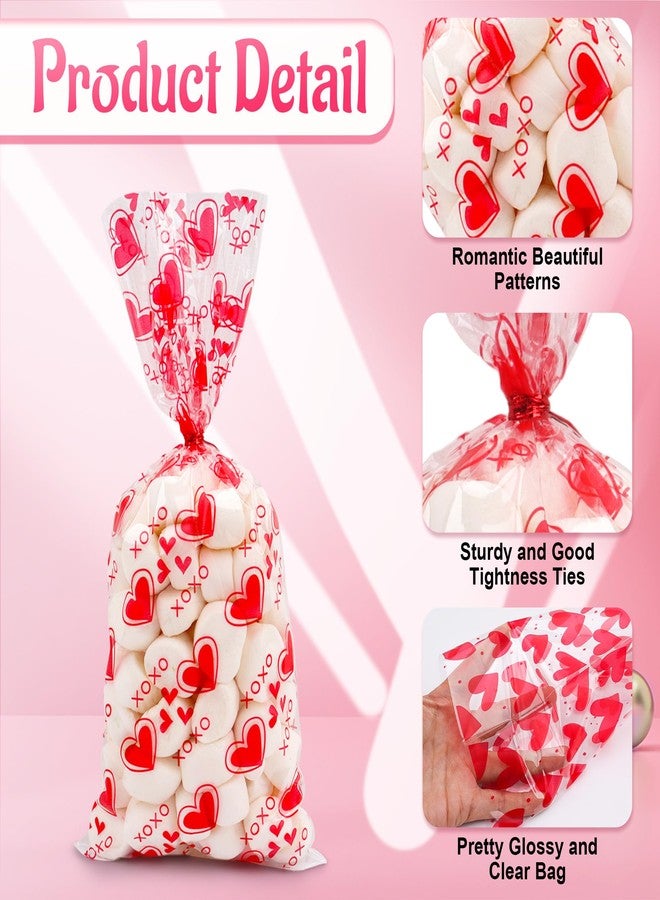 Nelisylux Valentines Cellophane Bags, Valentines Gift Bag, Valentine Treat Bags, Plastic Clear Red Valentine's Candy Cookie Goodie Snack Bag with Twist Ties for Valentines Day Wedding Party Favor Supplies,50 - Image 4