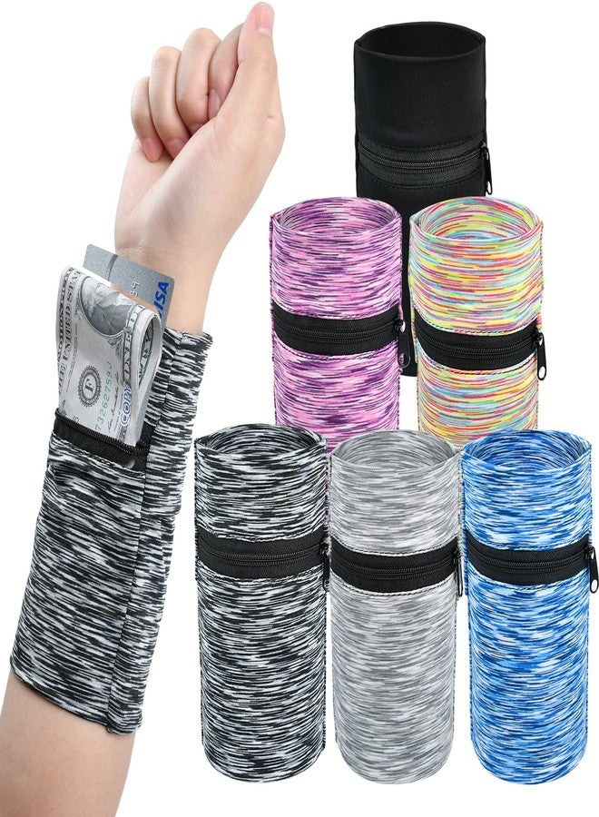 Worldity 6 Pieces Wrist Wallet Running Wallet Wristband Wrist Wallets for Women Men Wrist Pouch Zipper Wrist Wallet for Running Walking Hiking Jogging Travel - Image 1