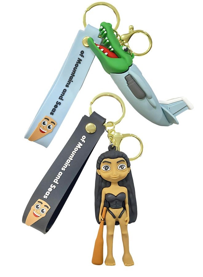 Buildcon 2 Pcs Keychain Set Including Hunter Girl and Airplane Crocodile, Cartoon Character Keychain for Bike Men and Car, Bag Charms and Key Chain for Girls Cute, Unique Gift for Most Occasions - Image 1