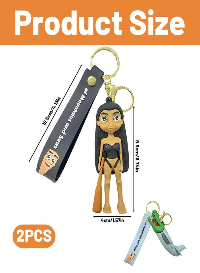 Buildcon 2 Pcs Keychain Set Including Hunter Girl and Airplane Crocodile, Cartoon Character Keychain for Bike Men and Car, Bag Charms and Key Chain for Girls Cute, Unique Gift for Most Occasions - Image 2