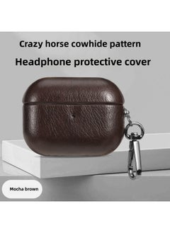 Full Cover Cowhide Protective Case For Apple Airpods Pro 2 3 And Airpods 4 Leather Shell Portable Design Handmade Craftsmanship-Color:mocha Brown-Applicable Model:airpods 3