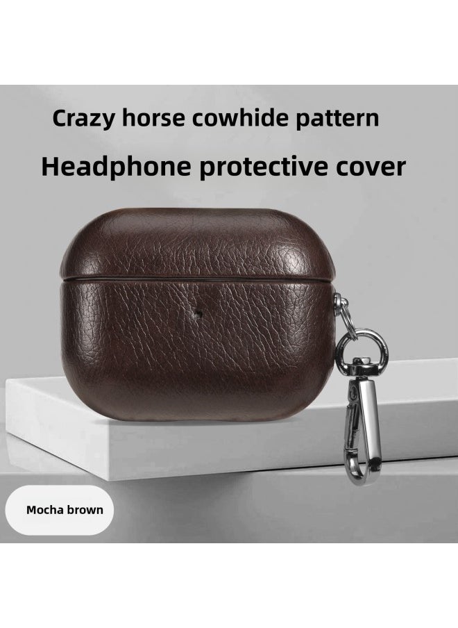 Generic - Full Cover Cowhide Protective Case For Apple Airpods Pro 2 3 And Airpods 4 Leather Shell Portable Design Handmade Craftsmanship-Color:mocha Brown-Applicable Model:airpods 3 - Image 1