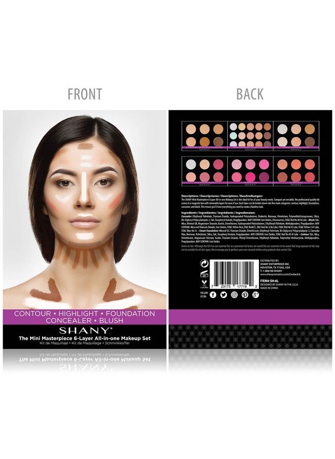 Shany The Mini Masterpiece 6 Layers Foundation, Concealer, Camouflage, Contour, Blush Palette  - Image 2