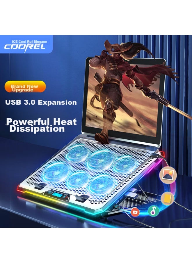 ICE COOREL Kuorui Bingzun K15 Laptop Stand And Cooling Pad, Stand With Hub Expansion Usb 3.0 Hub, Adjustable Speed With Rgb Lighting, Compatible With Huawei/lenovo/mechanical Keyboard - Image 1