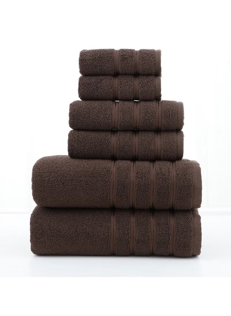 Huitich 6-Piece Pure Cotton Bath Towel Set – Brown  - Image 1