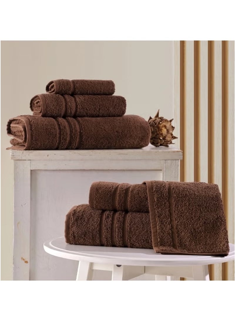 Huitich 6-Piece Pure Cotton Bath Towel Set – Brown  - Image 4