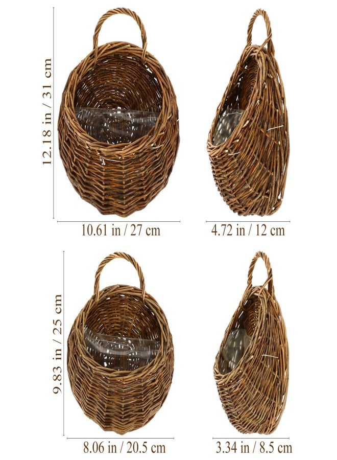 Yardwe 2Pcs Woven Wall Hanging Flower Baskets, Rattan Hanging Planters for Indoor Plants, Rustic Wall Decor Storage Containers, 12.20 X 10.62 X 4.72 Inches - Image 3