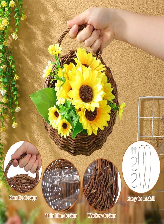 Yardwe 2Pcs Woven Wall Hanging Flower Baskets, Rattan Hanging Planters for Indoor Plants, Rustic Wall Decor Storage Containers, 12.20 X 10.62 X 4.72 Inches - Image 2