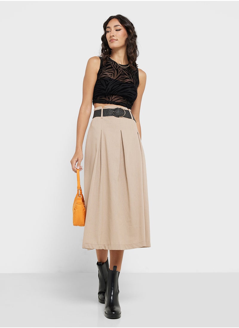 Ginger Box Pleat A Line Midi Skirt  - Image 1