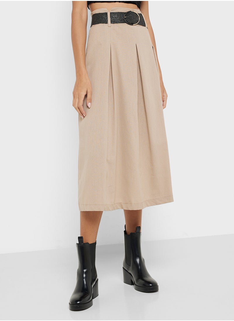 Ginger Box Pleat A Line Midi Skirt  - Image 2